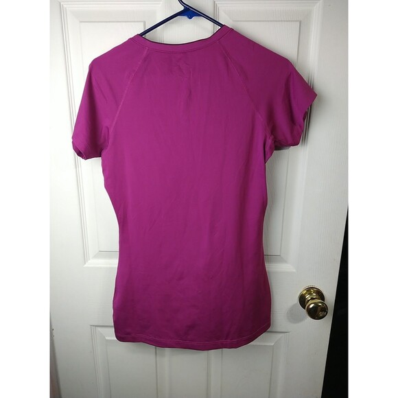Nike Pro Woman M V Neck Purple SS Dri Fit Activewear Pullover Tee - Picture 9 of 9